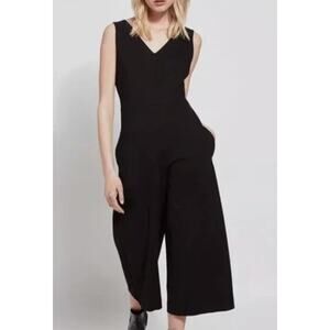 Lysse Women's Wide Leg Knit Dressy Jumpsuit‎ Black Ponte Knit Size Large